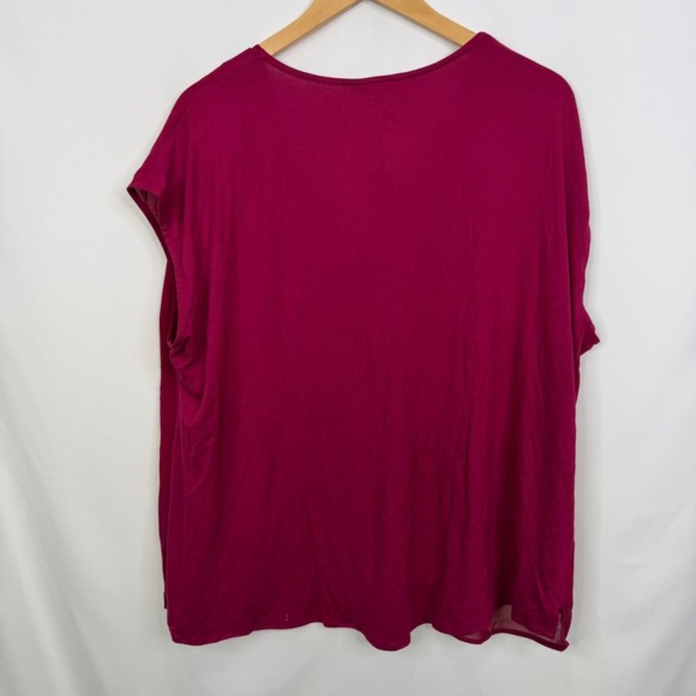La Serein Women Magenta Pink V-Neck Chiffon Layered Blouse 2X NWT - Picture 5 of 7